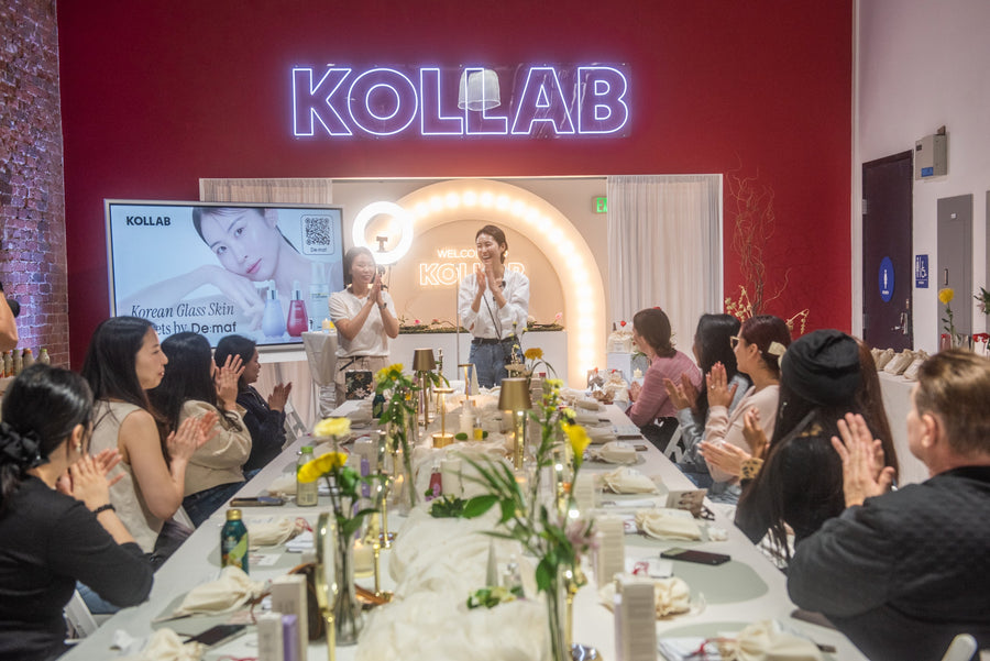 Guests at a De:maf K-beauty workshop at KOLLAB in Downtown Los Angeles