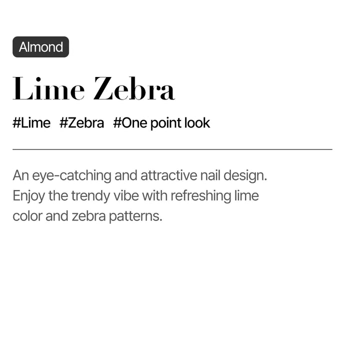 [MUZMAK] Nail Tips in Lime Zebra (Almond)
