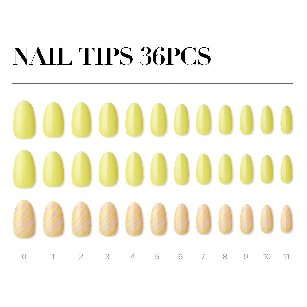 [MUZMAK] Nail Tips in Lime Zebra (Almond)