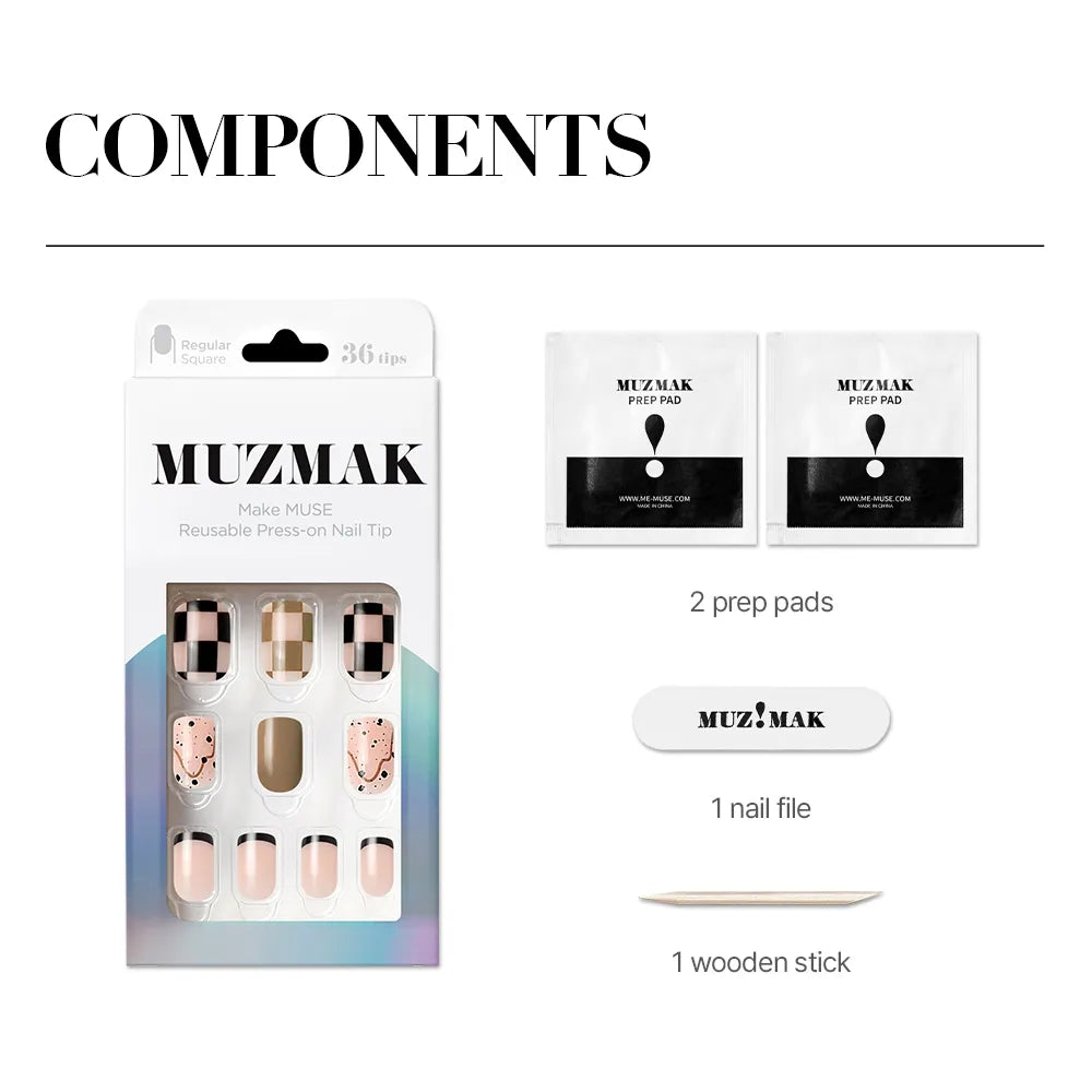 [MUZMAK]Nail Tips in  Egg Milktea (Regular Square)