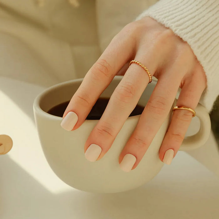 [MUZMAK]Nail Tips in  Cream Beige (Short Square)