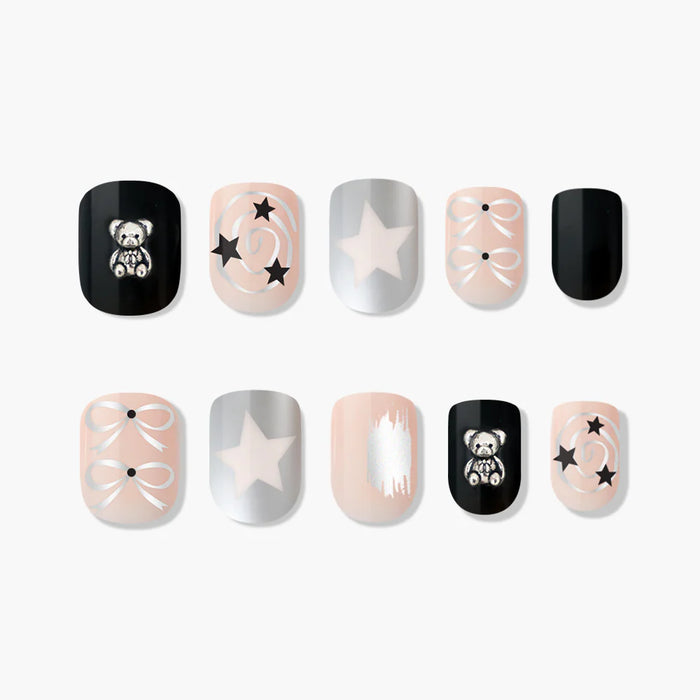 [MUZMAK] Nail Tips in Grunge Bear (Short Square)