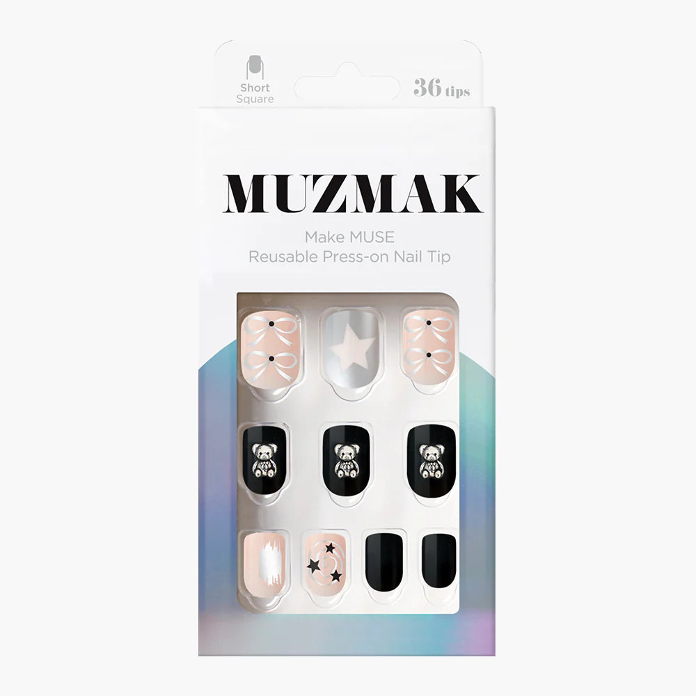 [MUZMAK] Nail Tips in Grunge Bear (Short Square)
