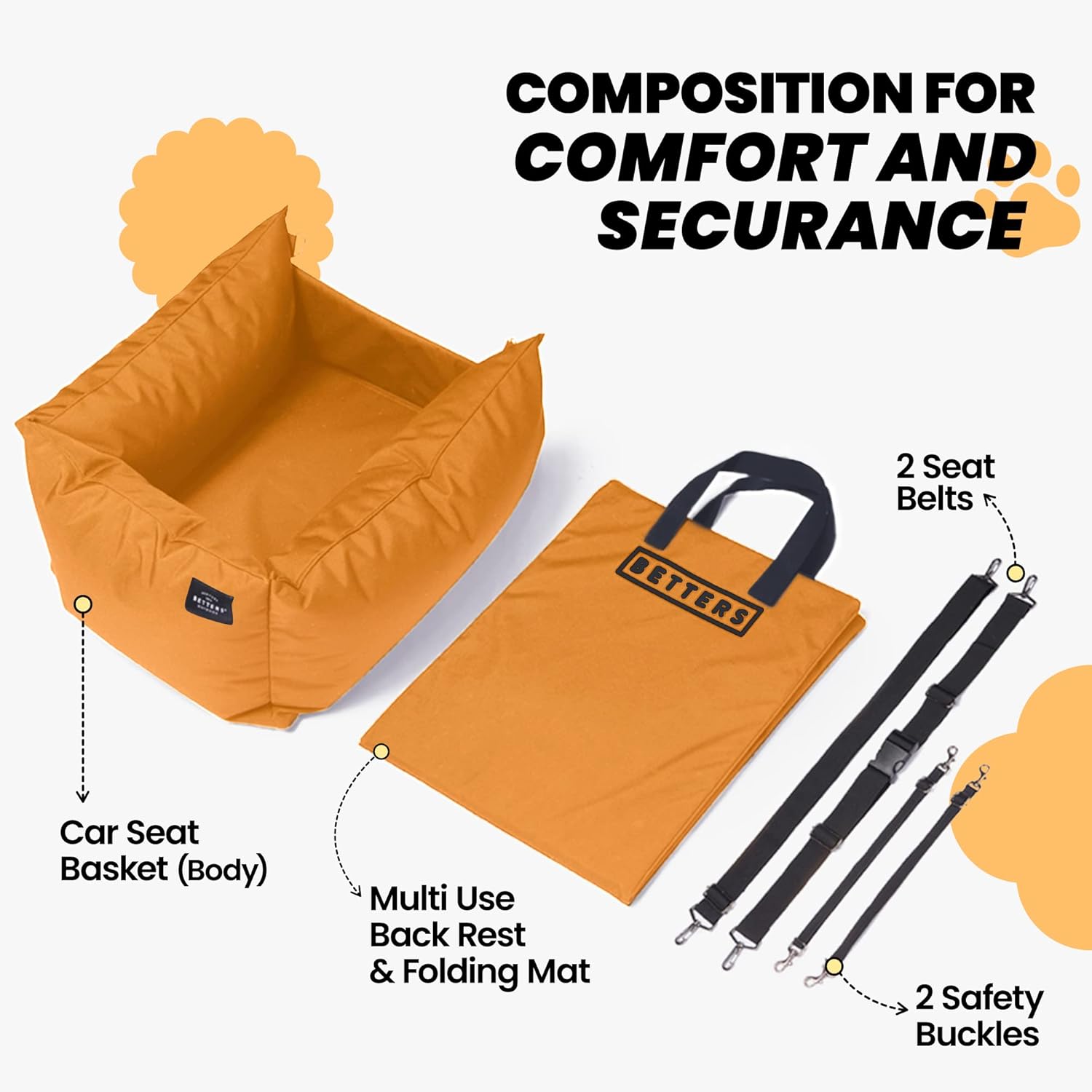 [BETTERS] Dog Car seat bed (Orange)