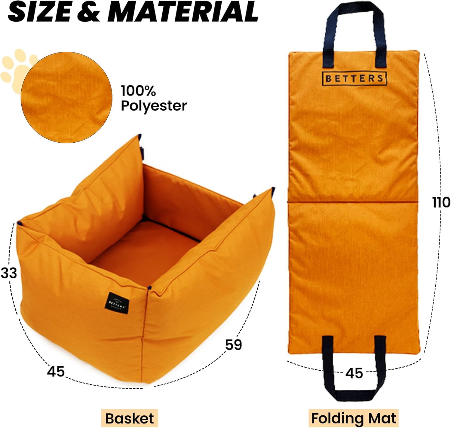 [BETTERS] Dog Car seat bed (Orange)