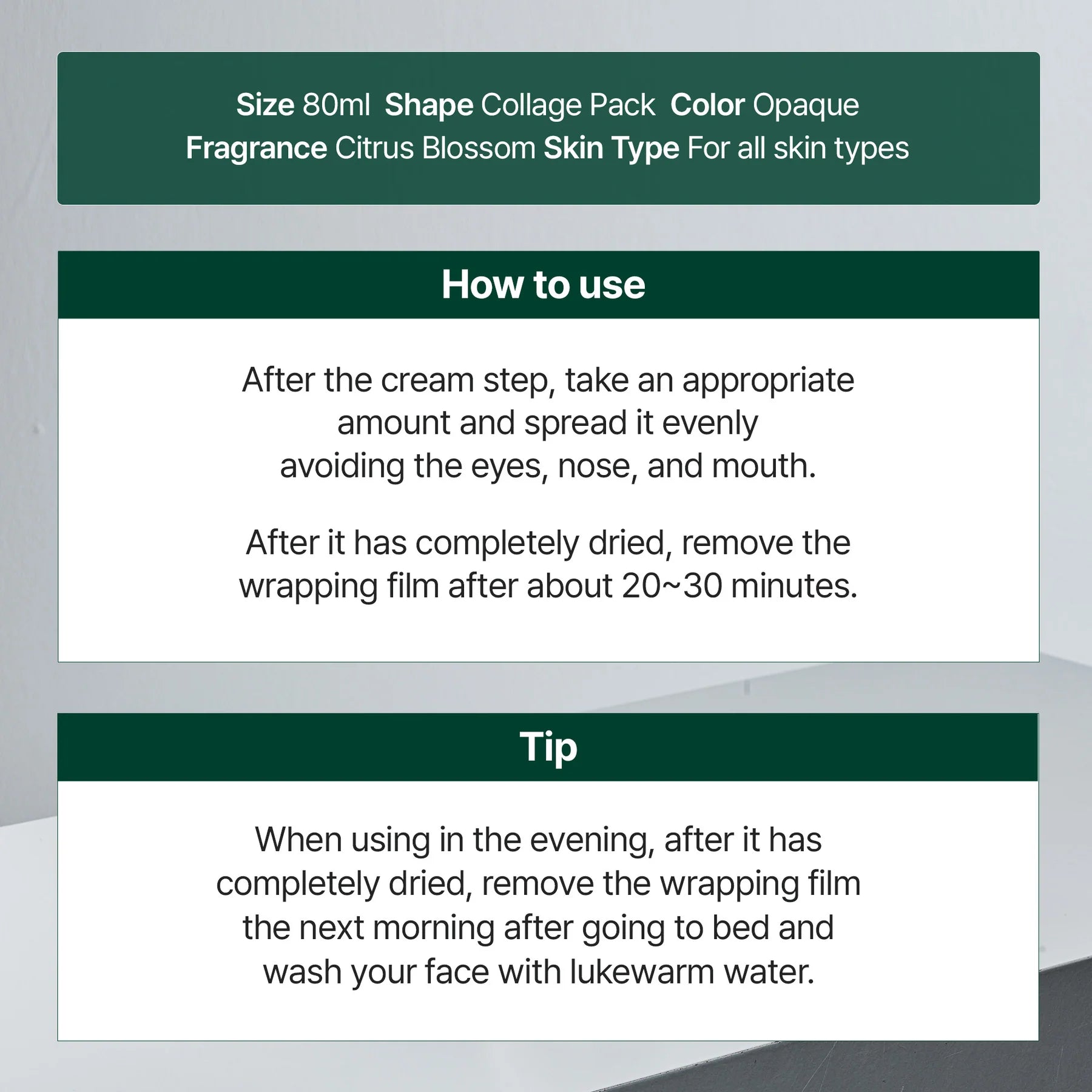 [RAUME] Cerafit Time Collagen Yuja Wrapping Pack 80ml