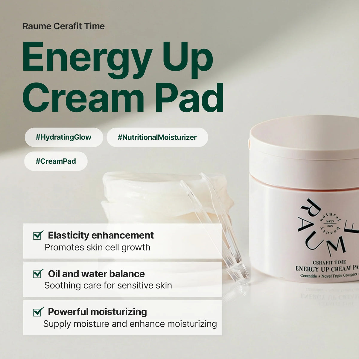 [RAUME] Cerafit Time Energy Up Cream Pad 160ml / 70 Pads