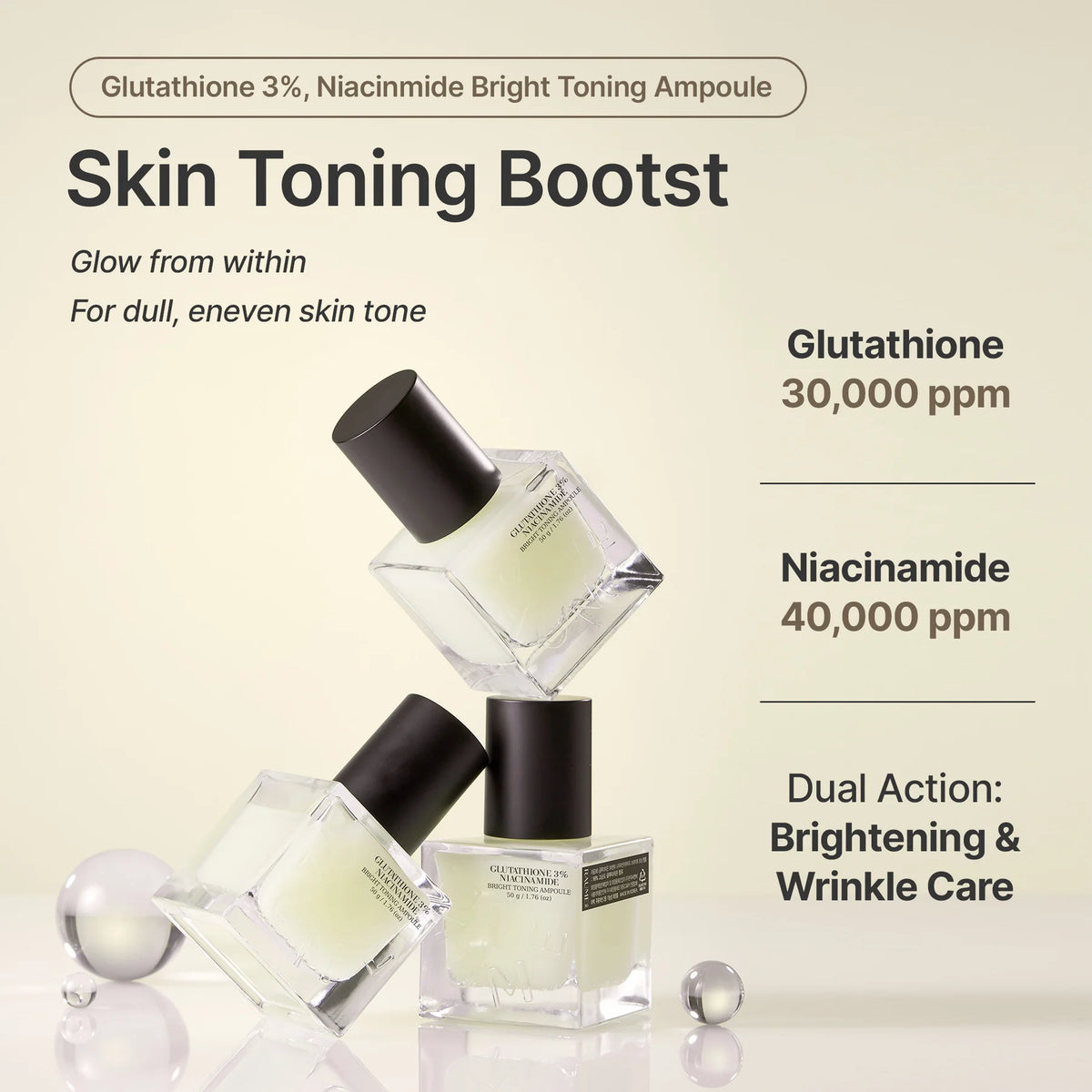 [RAUME] Glutathione 30,000 PPM Niaciamide 40,000 PPM Bright Toning Ampoule 50ml