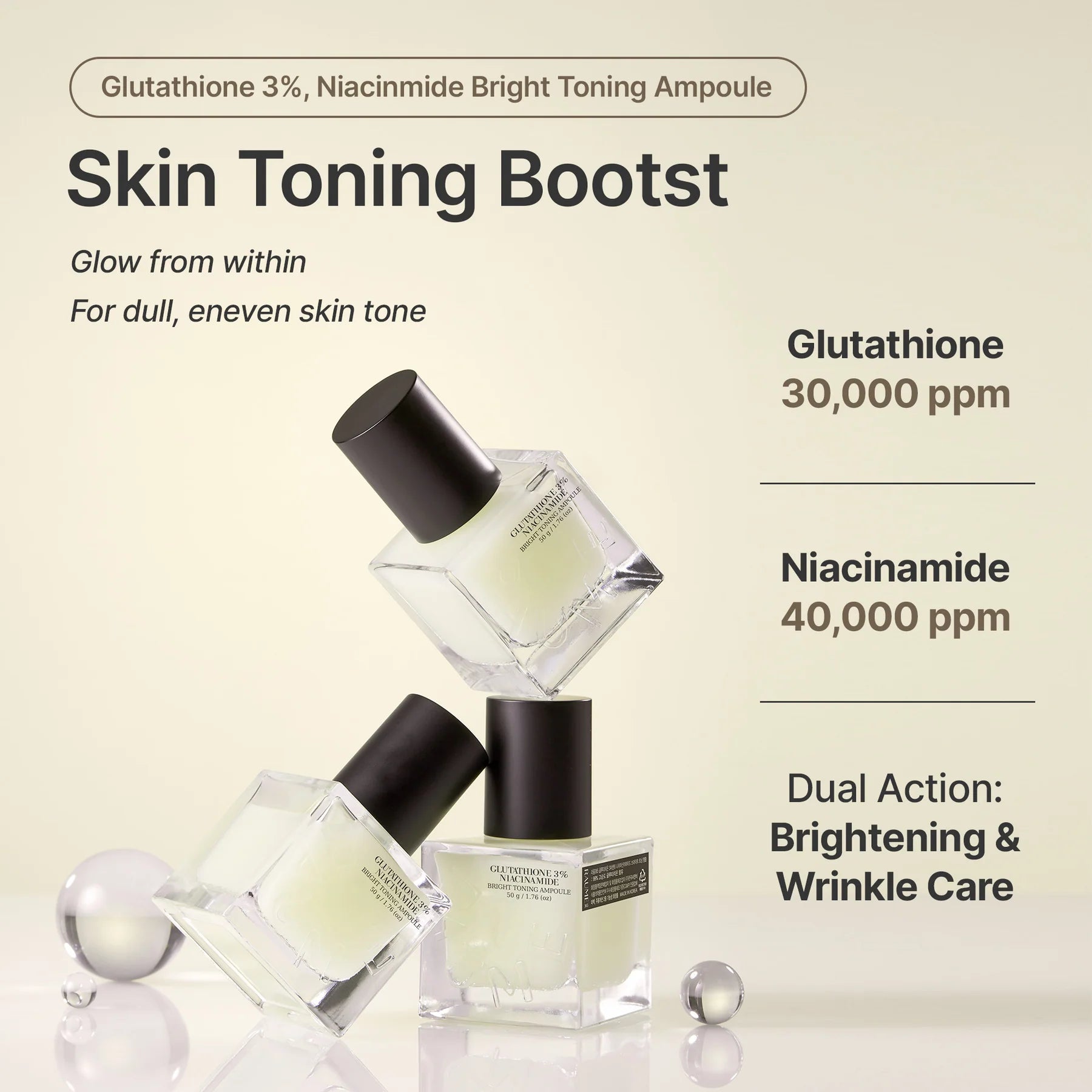 [RAUME] Glutathione 30,000 PPM Niaciamide 40,000 PPM Bright Toning Ampoule 50ml