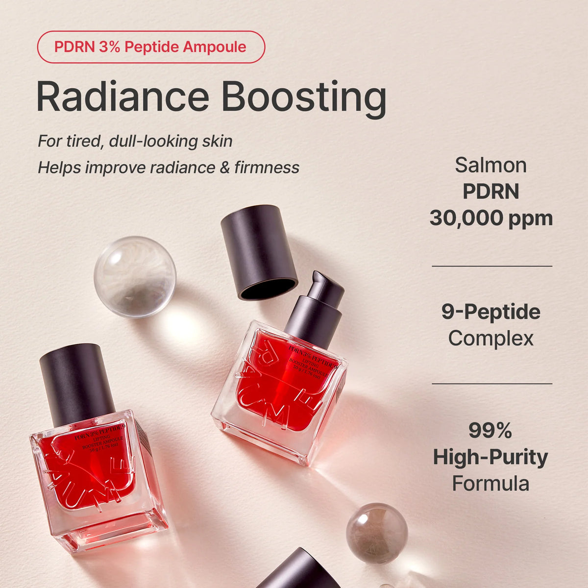 [RAUME] PDRN 30,000 PPM 9-Peptide Lifting Radiance Booster Ampoule 50ml