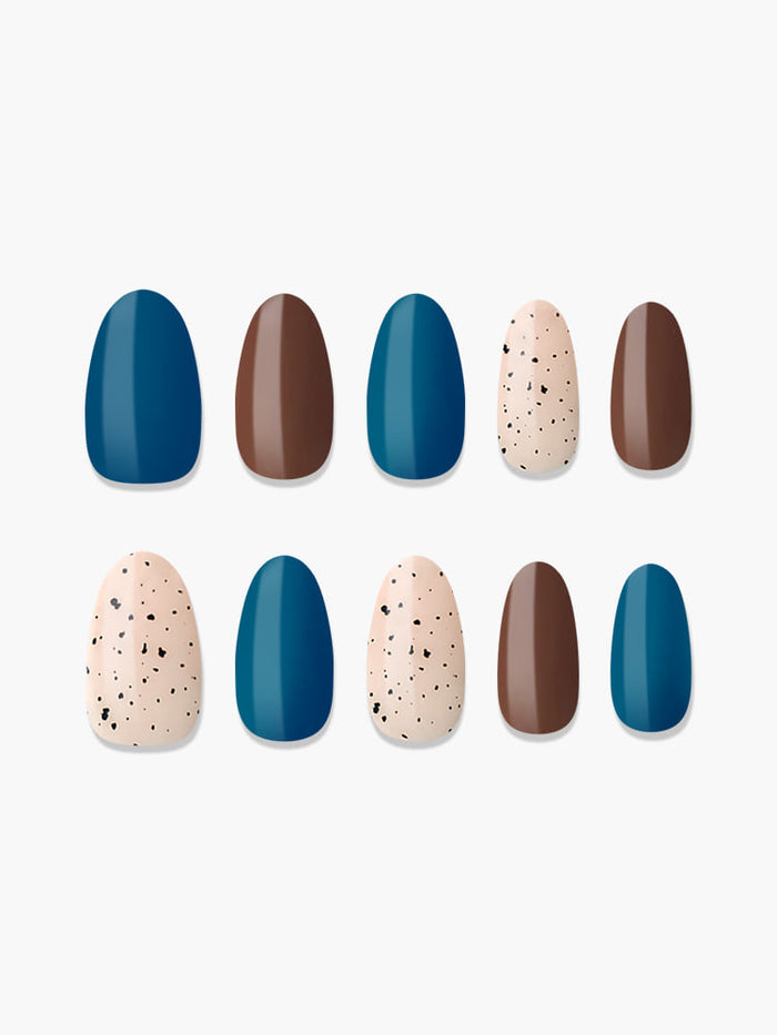 [MUZMAK] Nail Tips in Blue Green Chip(Almond)