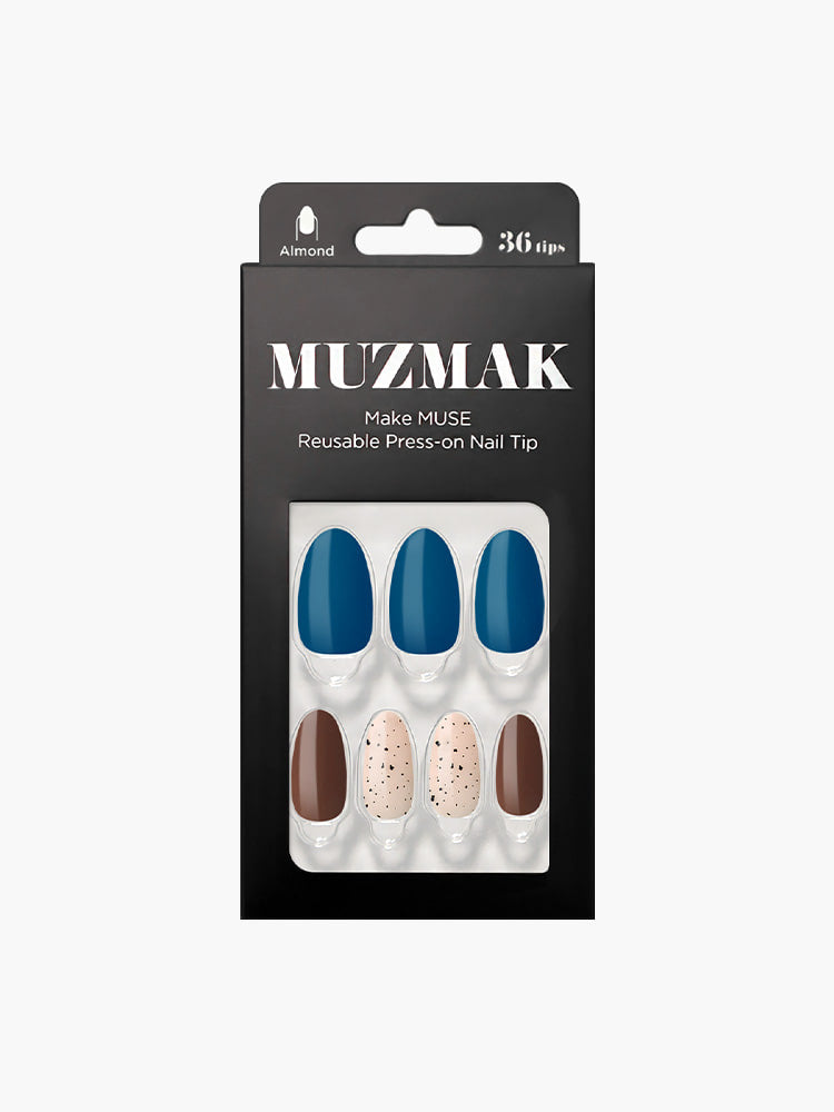 [MUZMAK] Nail Tips in Blue Green Chip(Almond)