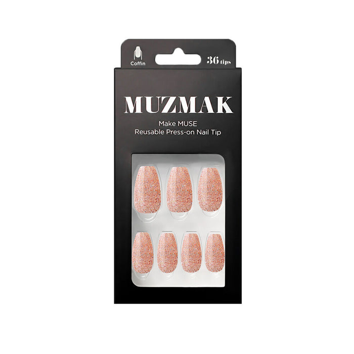 [MUZMAK] Nail Tips in Champagne Rose (Coffin)