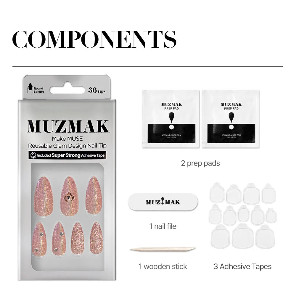 [MUZMAK] Nail Tips in Dollish (Round Stiletto)