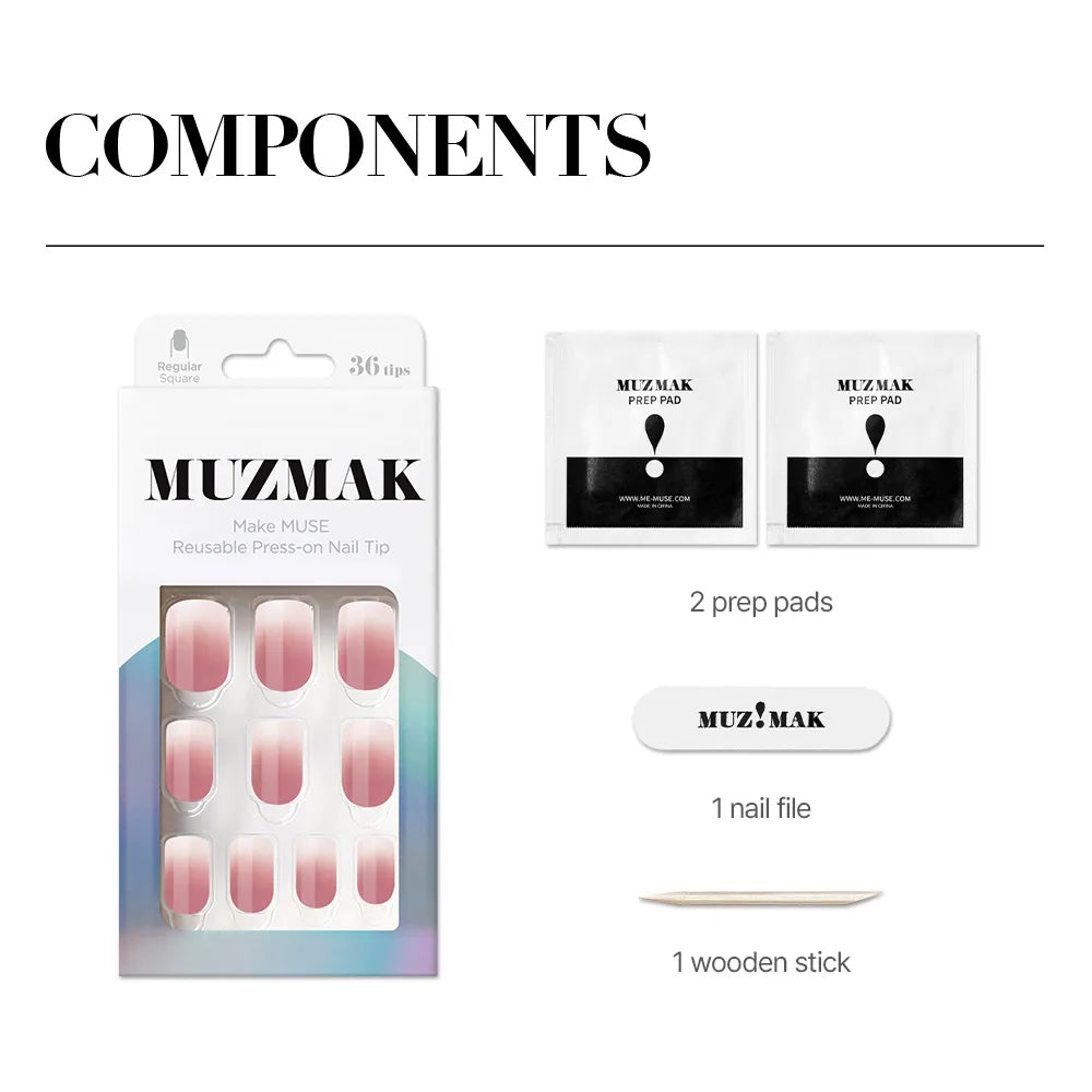 [MUZMAK] Nail Tips in Dove (Regular Square)