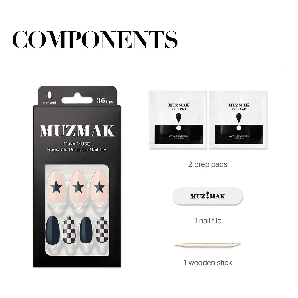 [MUZMAK]Nail Tips in  Draw Night (Almond)