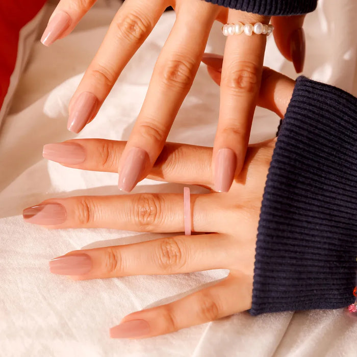 [MUZMAK]Nail Tips in  Faded Brown (Coffin)