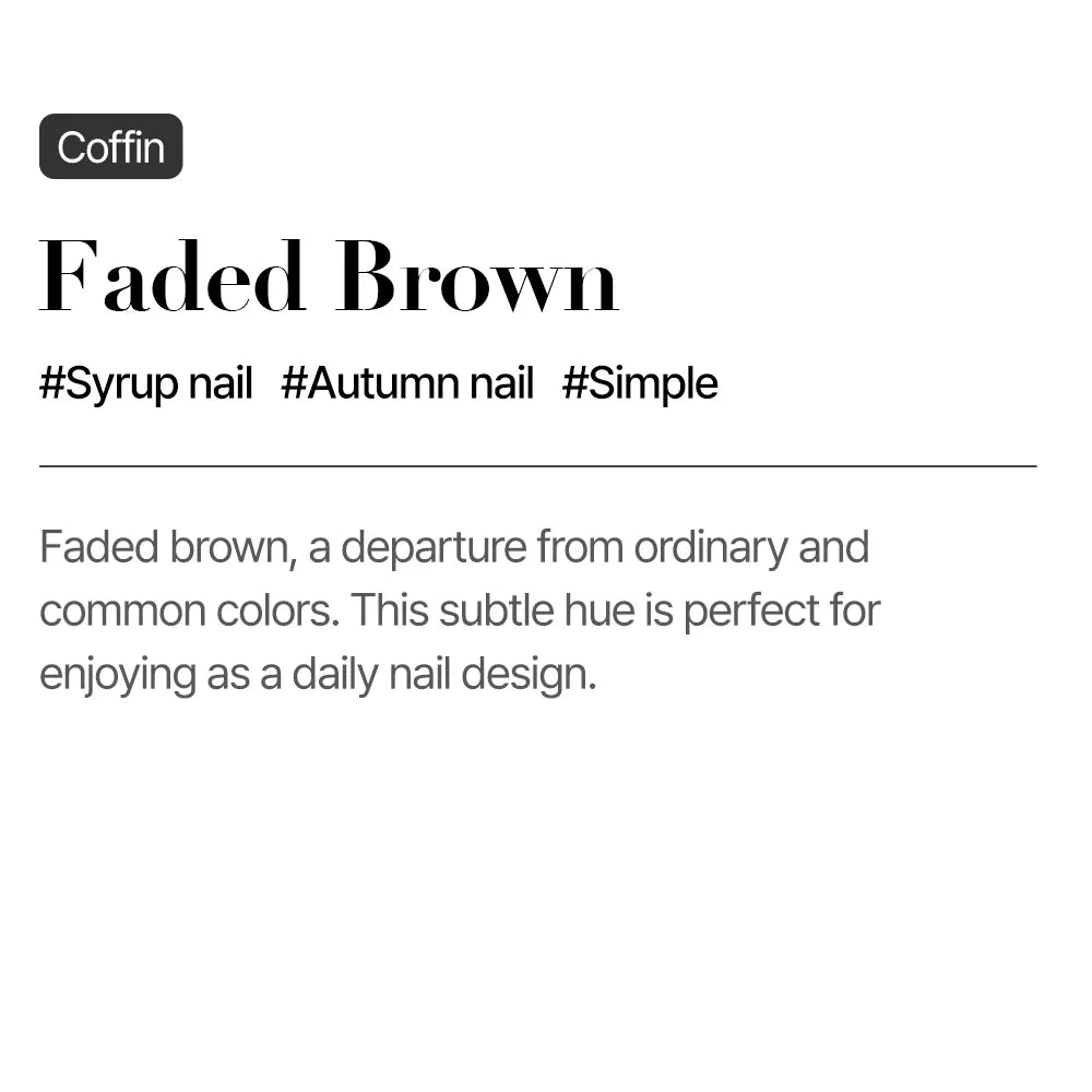 [MUZMAK]Nail Tips in  Faded Brown (Coffin)