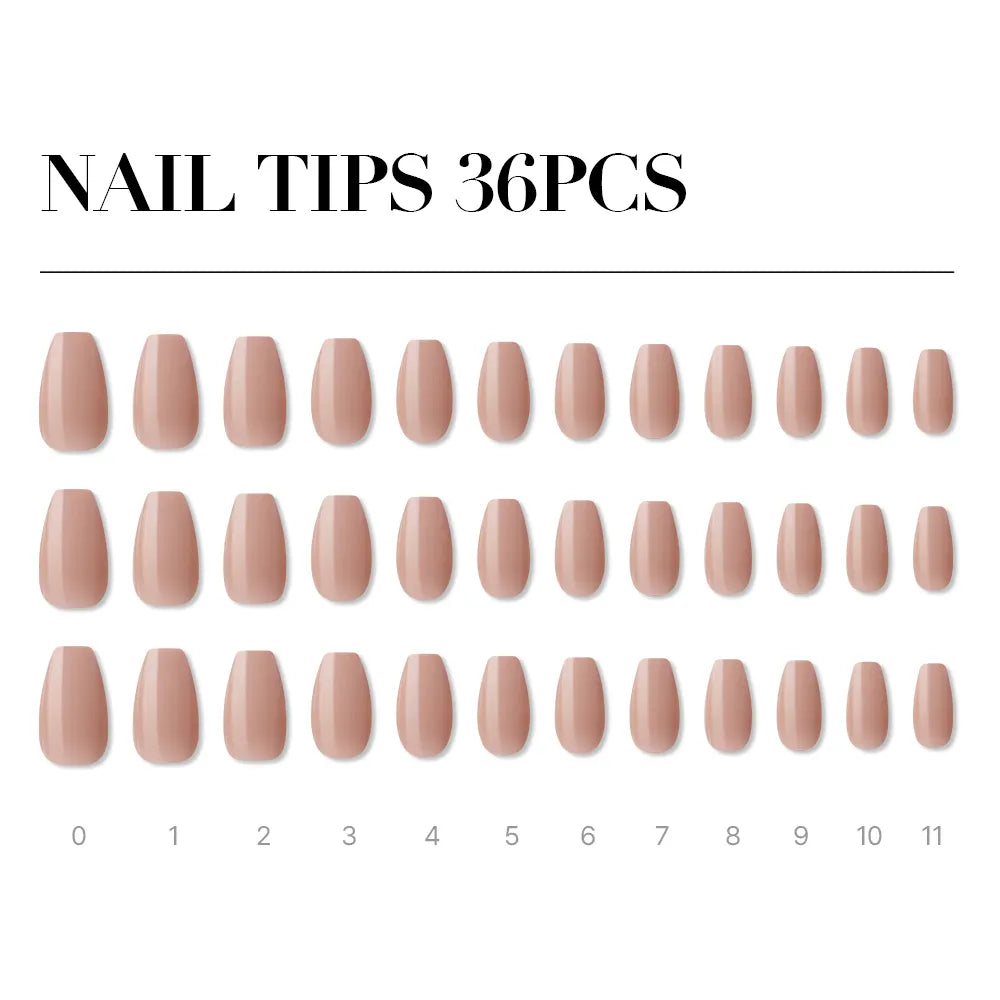 [MUZMAK]Nail Tips in  Faded Brown (Coffin)