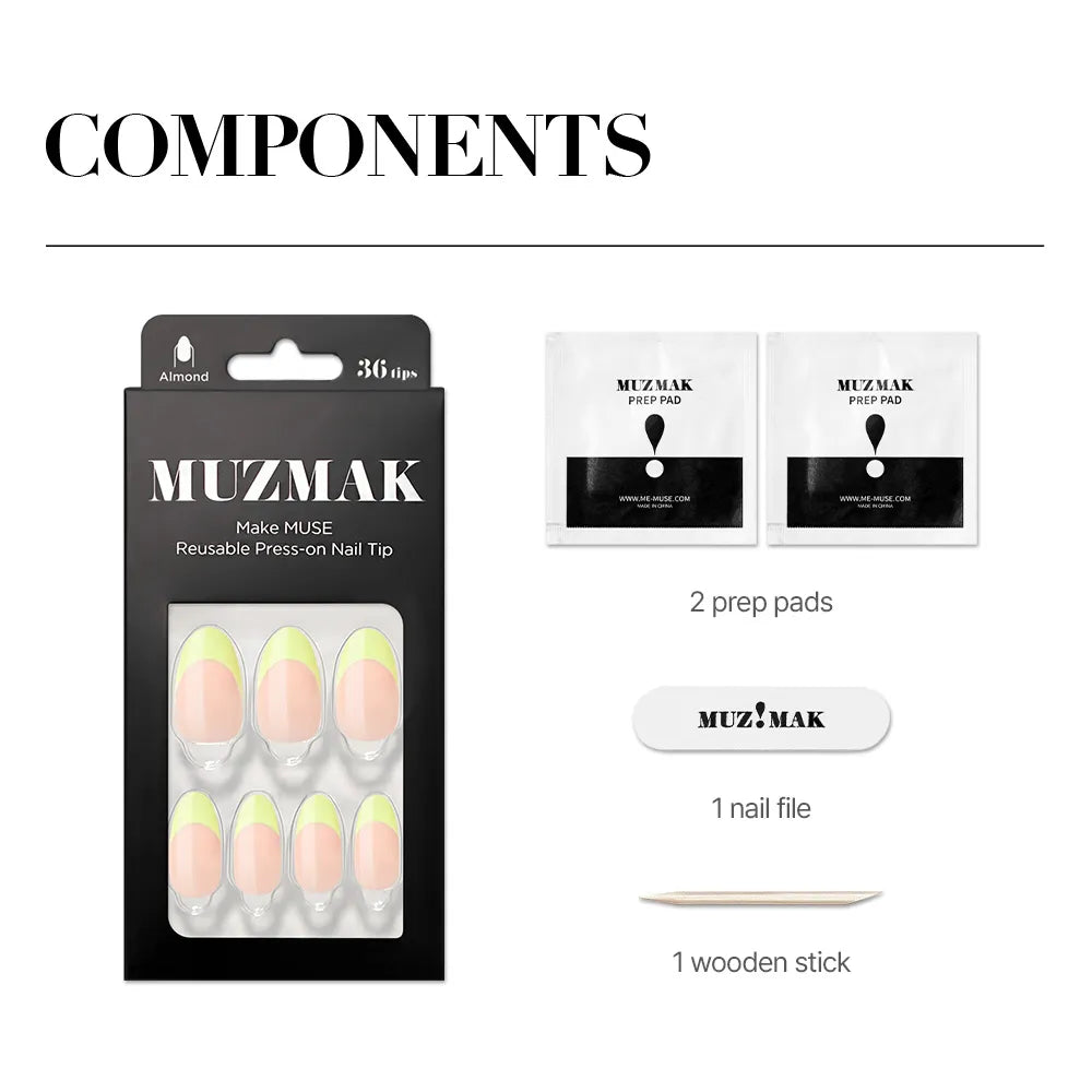[MUZMAK]Nail Tips in  Lime Cream (Almond)