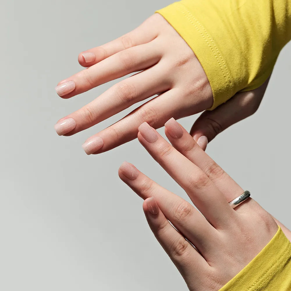 [MUZMAK] Nail Tips in Peach Glitter (Regular Square)