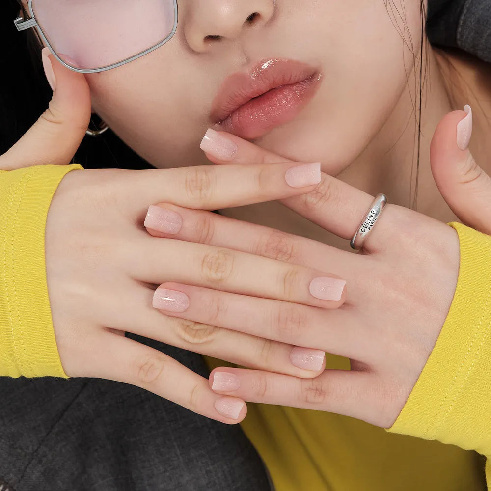 [MUZMAK] Nail Tips in Peach Glitter (Regular Square)