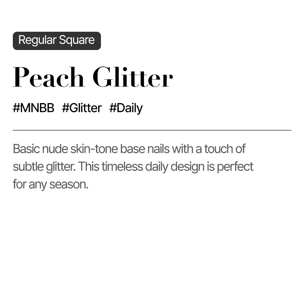 [MUZMAK] Nail Tips in Peach Glitter (Regular Square)