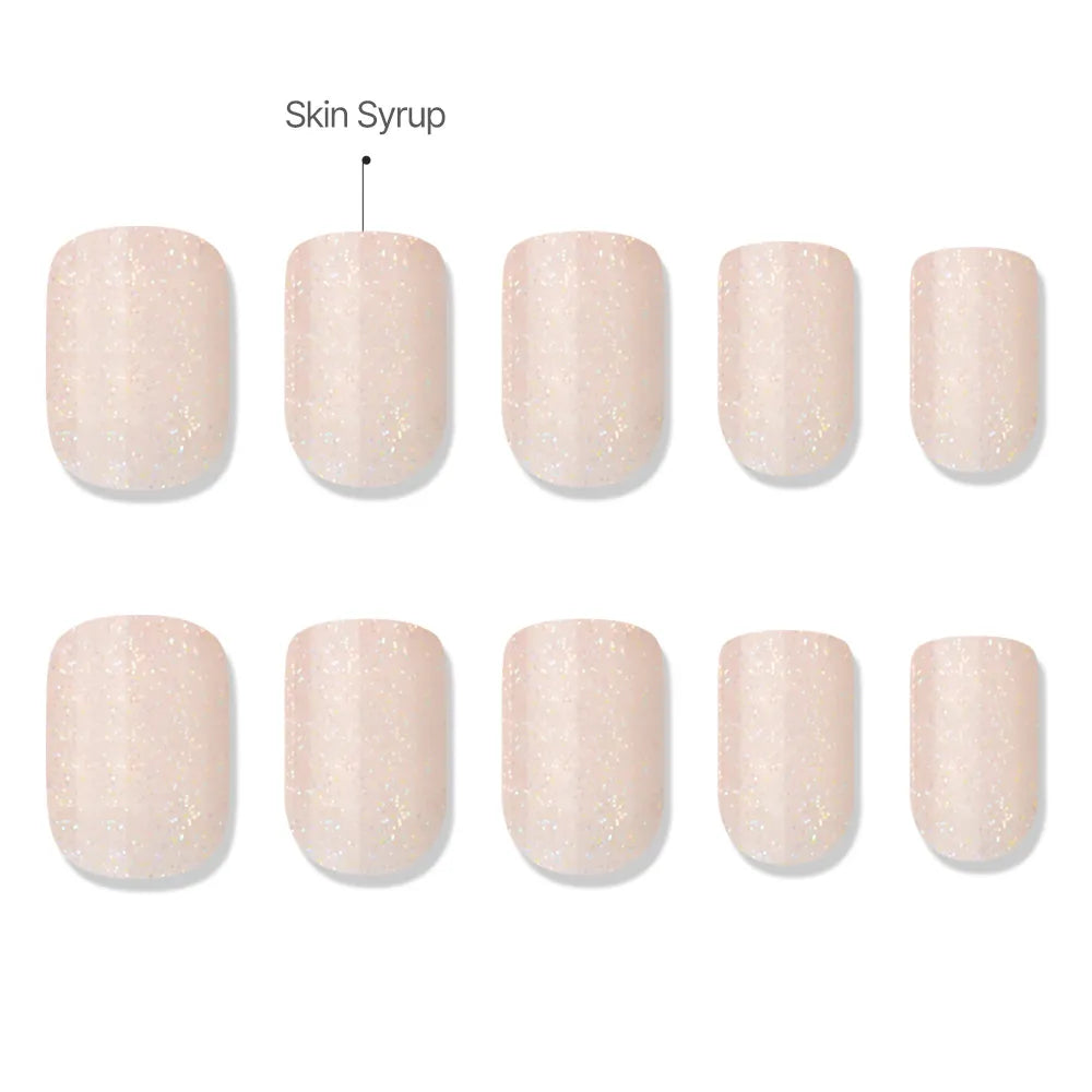 [MUZMAK] Nail Tips in Peach Glitter (Regular Square)