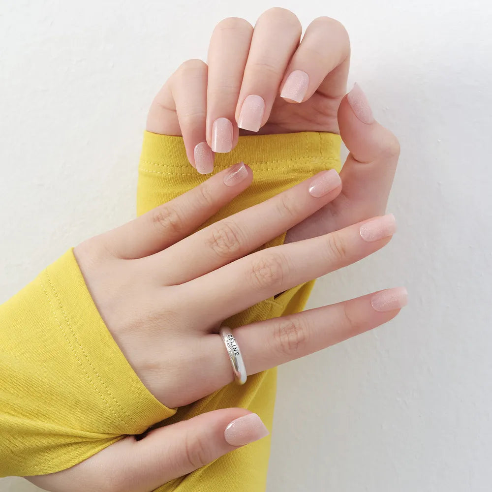 [MUZMAK] Nail Tips in Peach Glitter (Regular Square)