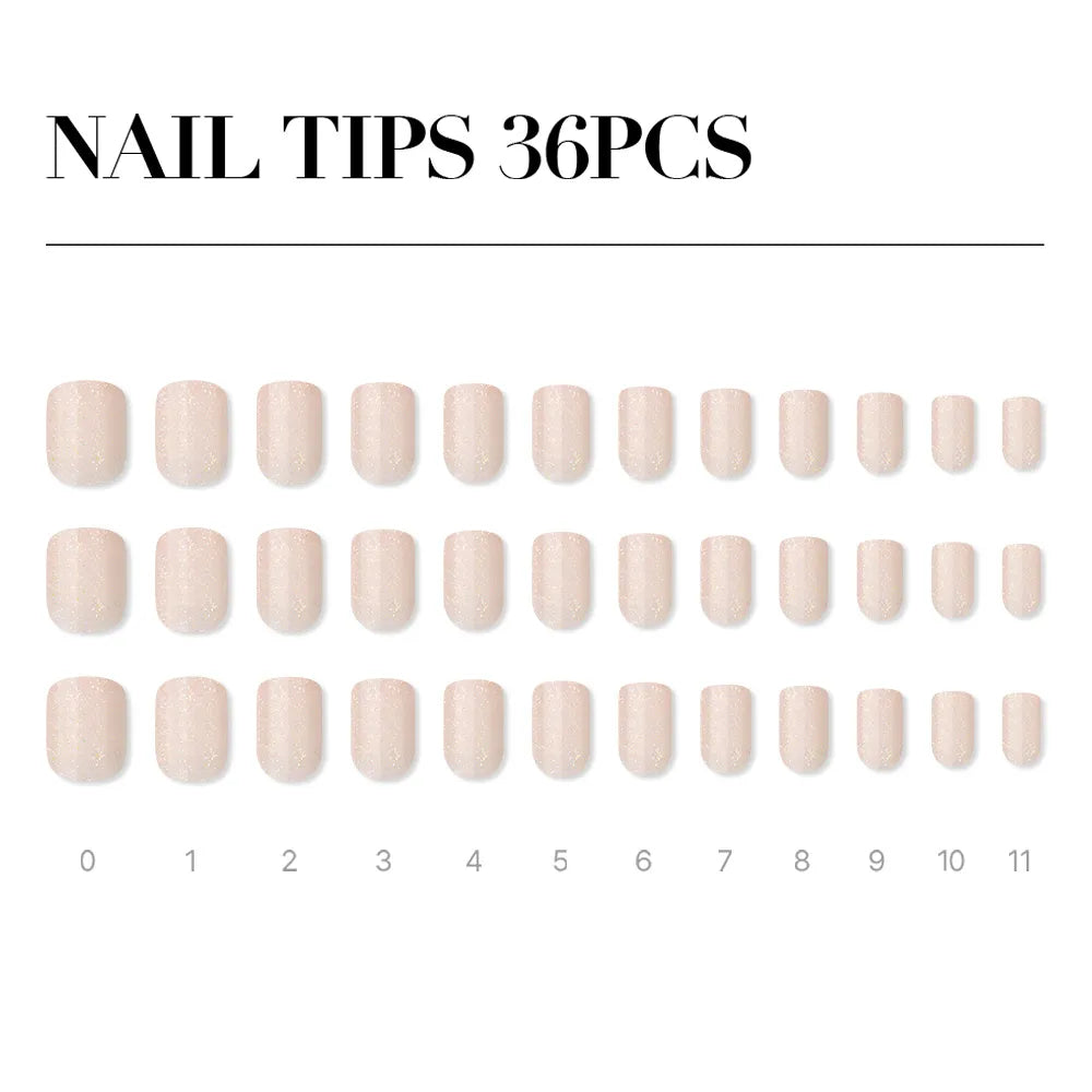 [MUZMAK] Nail Tips in Peach Glitter (Regular Square)