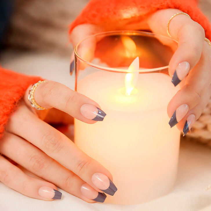 [MUZMAK] Nail Tips in Purple Gray(Coffin)