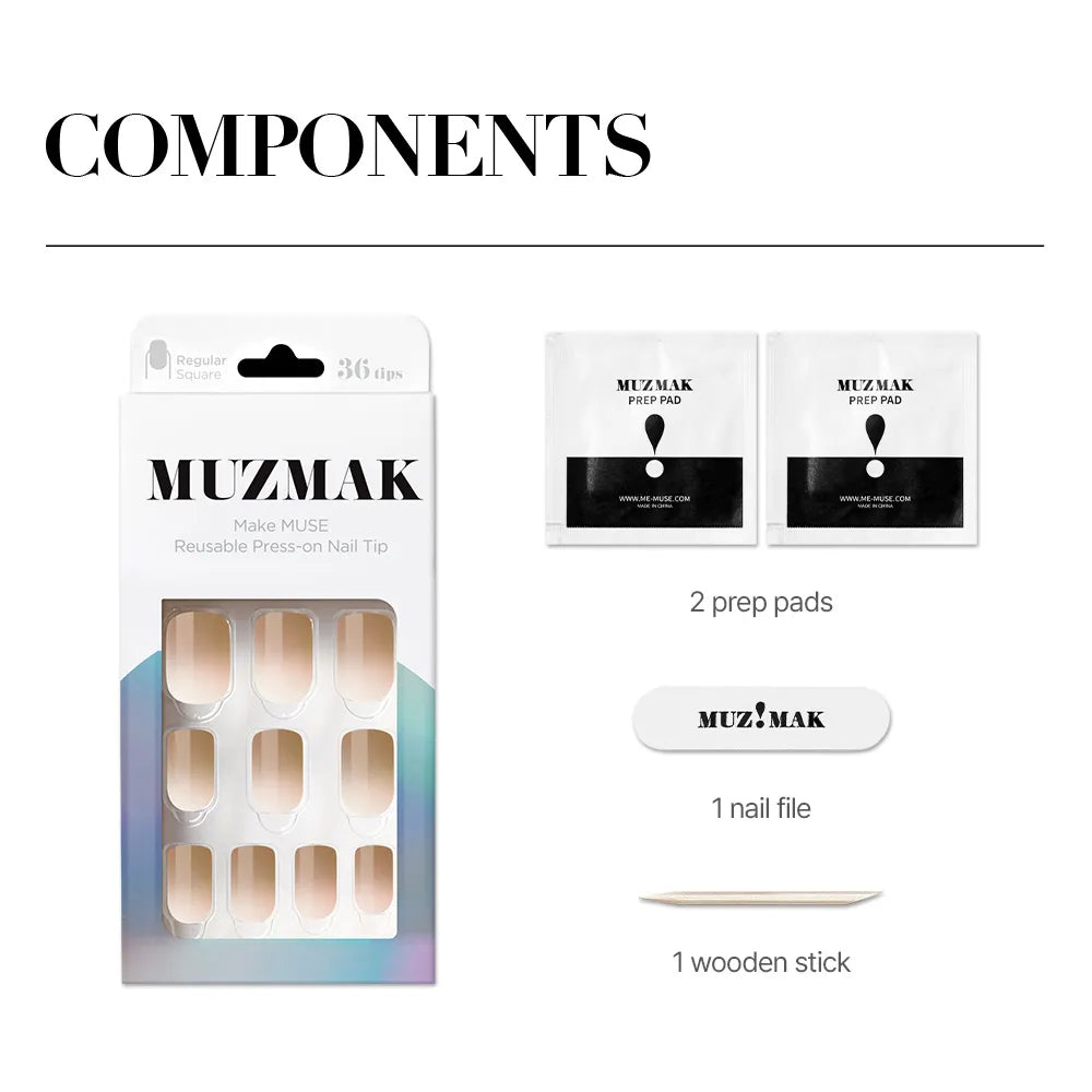 [MUZMAK] Nail Tips in Rooibos Tea (Regular Square)