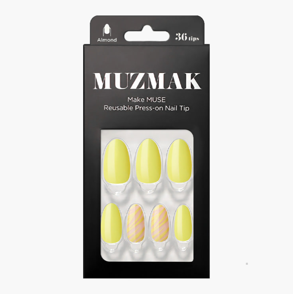 [MUZMAK] Nail Tips in Lime Zebra (Almond)