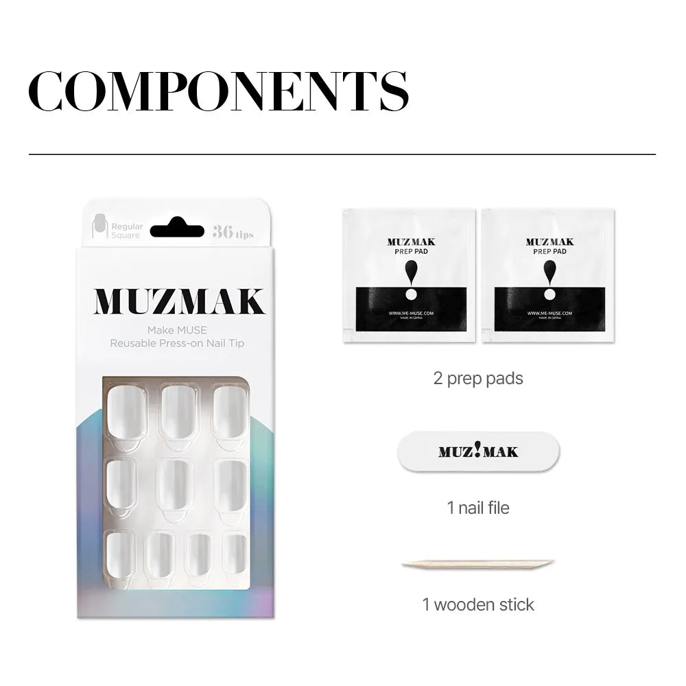 [MUZMAK] Nail Tips in Seed Pearl (Regular Square)