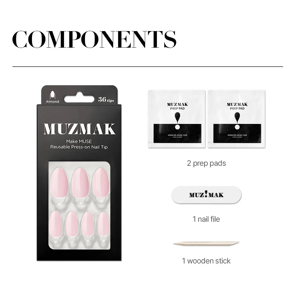 [MUZMAK]Nail Tips in  Strawberry Latte (Almond)